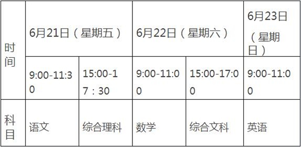 2021黔南中考时间,黔南2021中考科目安排