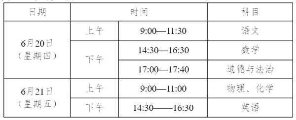 2021武汉中考时间,武汉2021中考科目安排