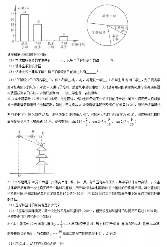 2021年四川眉山中考数学试卷第四页