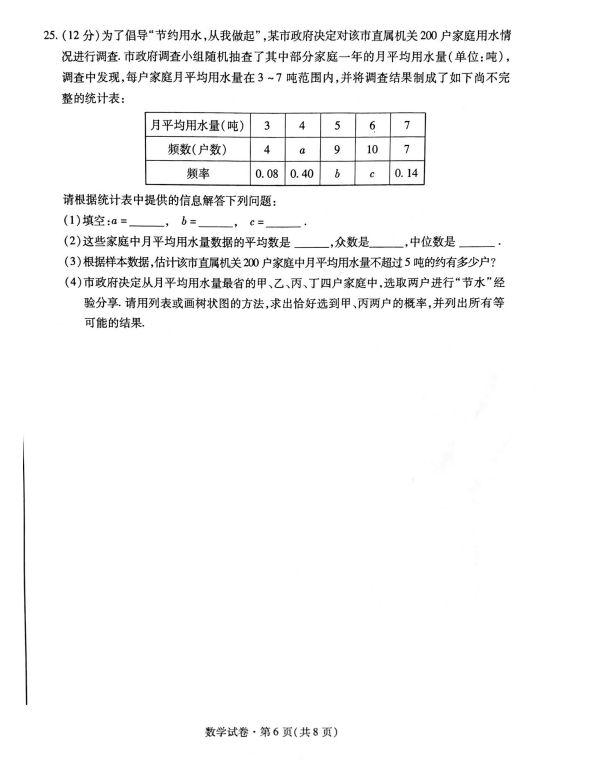 2021年青海海东中考数学试卷第六页