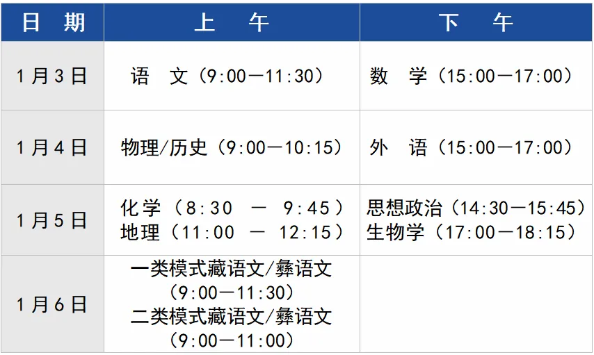 2025年四川八省联考时间表(附新高考各科适应性演练时间安排)